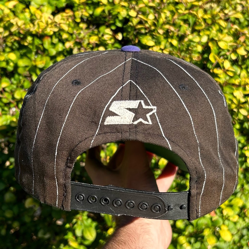 Vintage 90s LA Lakers 🏀 Pinstripe Starter snapback hat baseball cap Los Angeles - Picture 5 of 16